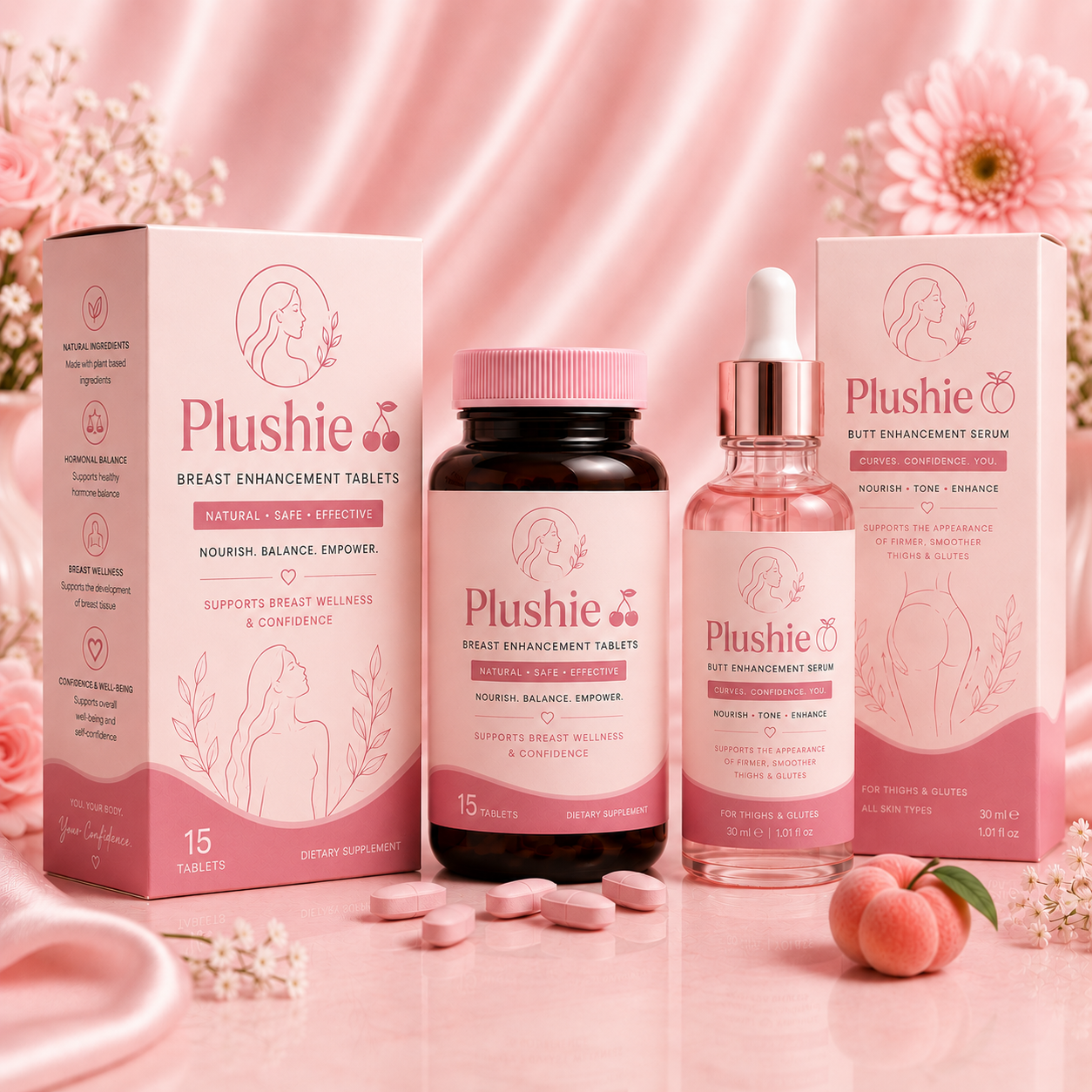 Plushie Breast Enhancement Pills 🍒 + Butt Enhancement Serum 🍑| 30 DAYS MONEY BACK GURANTEE