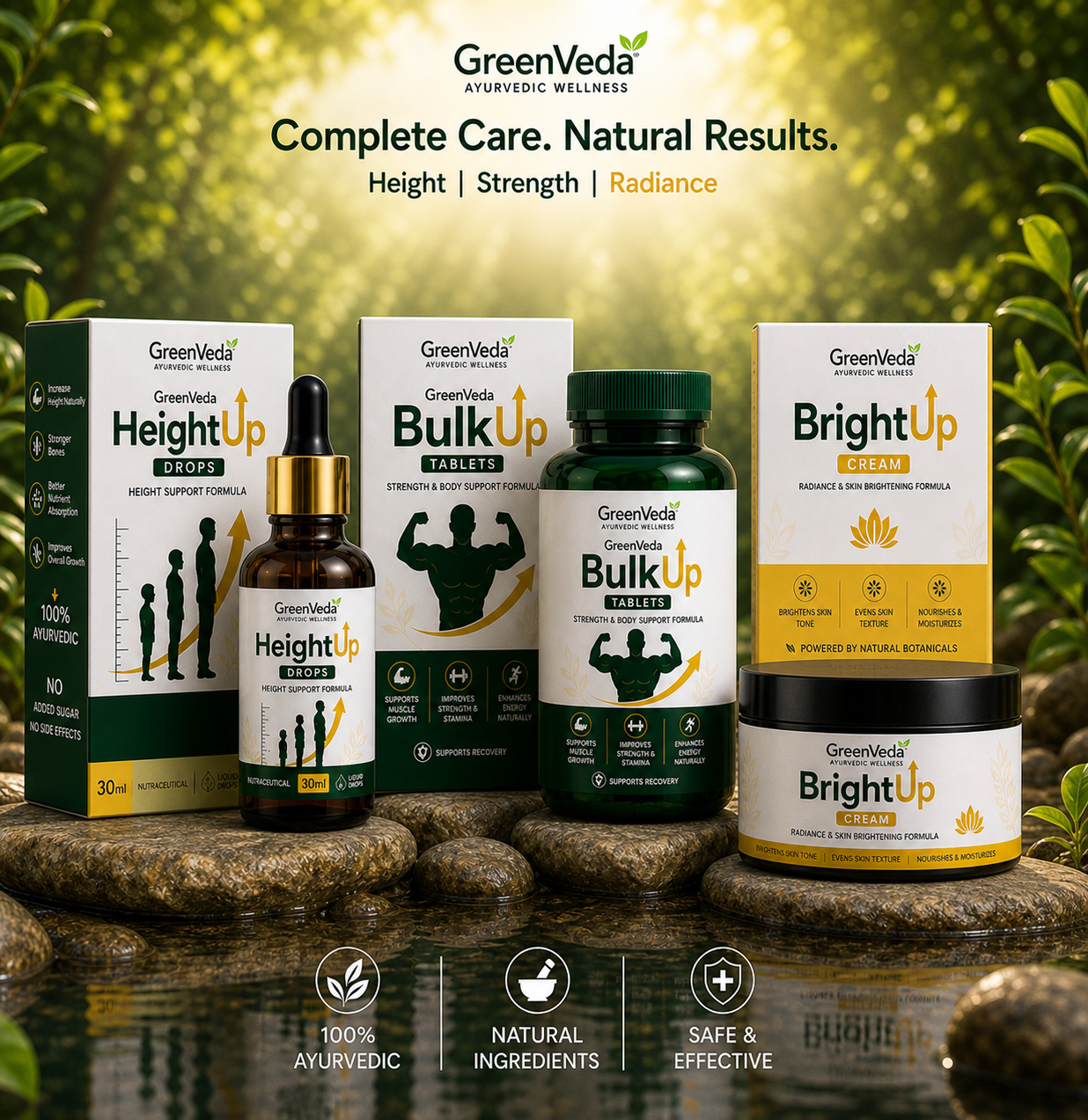Personality Boost Combo - HeightUp Drops + BulkUp Tablets + BrightUp Cream | 30 DAYS MONEY BACK GURANTEE