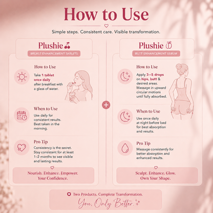 Plushie Breast Enhancement Pills 🍒 + Butt Enhancement Serum 🍑| 30 DAYS MONEY BACK GURANTEE