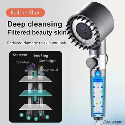4-in-1 Multifunctional Massage Shower Head Adjustable Modes