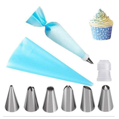 (4641)RealShop™ -  CAKE DECORATING ICING NOZZLES [SET 12 PIECE] REUSABLE & WASHABLE